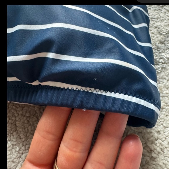 J Crew One Piece swimsuit bathing suit Navy blue white Striped cutout 16 new - Picture 11 of 15